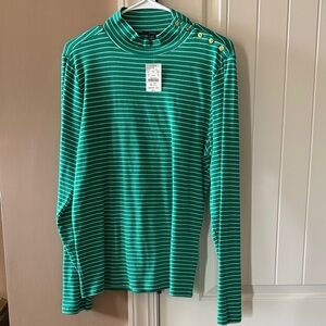 J. Crew Green Striped Long Sleeve Top